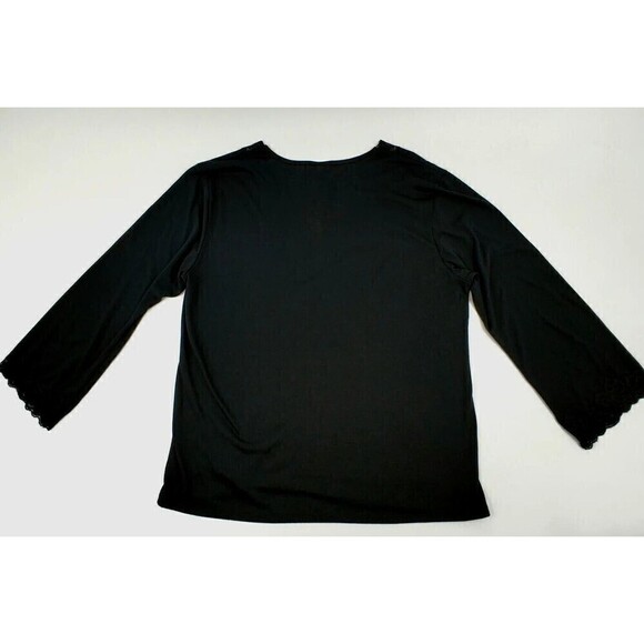 Natori Congo Pajama Top Womens Large Black Loungewear Lace Long Sleeve Pj Shirt - Picture 4 of 9